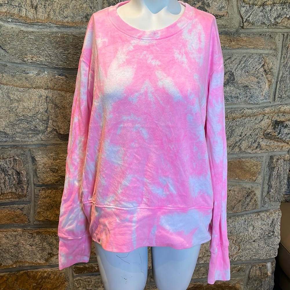 Sundry size 2 crew neck neon pink tie dye pullover sweatshirt